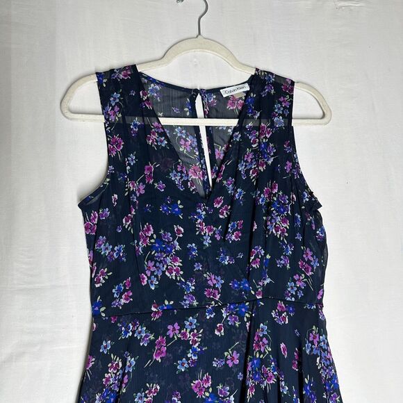 NWT Calvin Klein Womens Sleeveless Maxi Dress Purple Floral Size 22W MSRP $129 - Picture 2 of 11